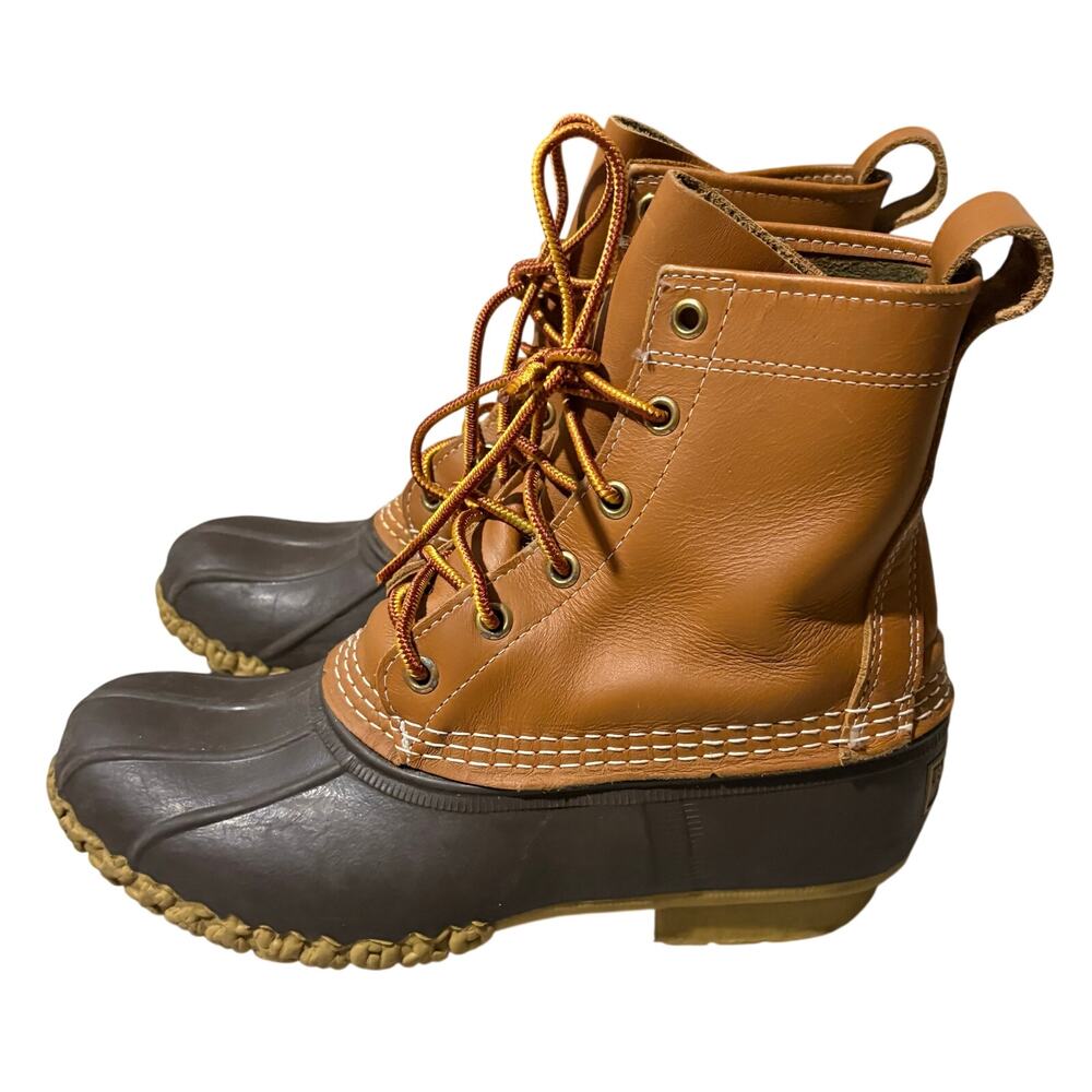 LL Bean Maine Hunting‎ Shoe Duck Bean 8" Boots Brown Vintage Made In USA Mens 7 - Picture 3 of 9
